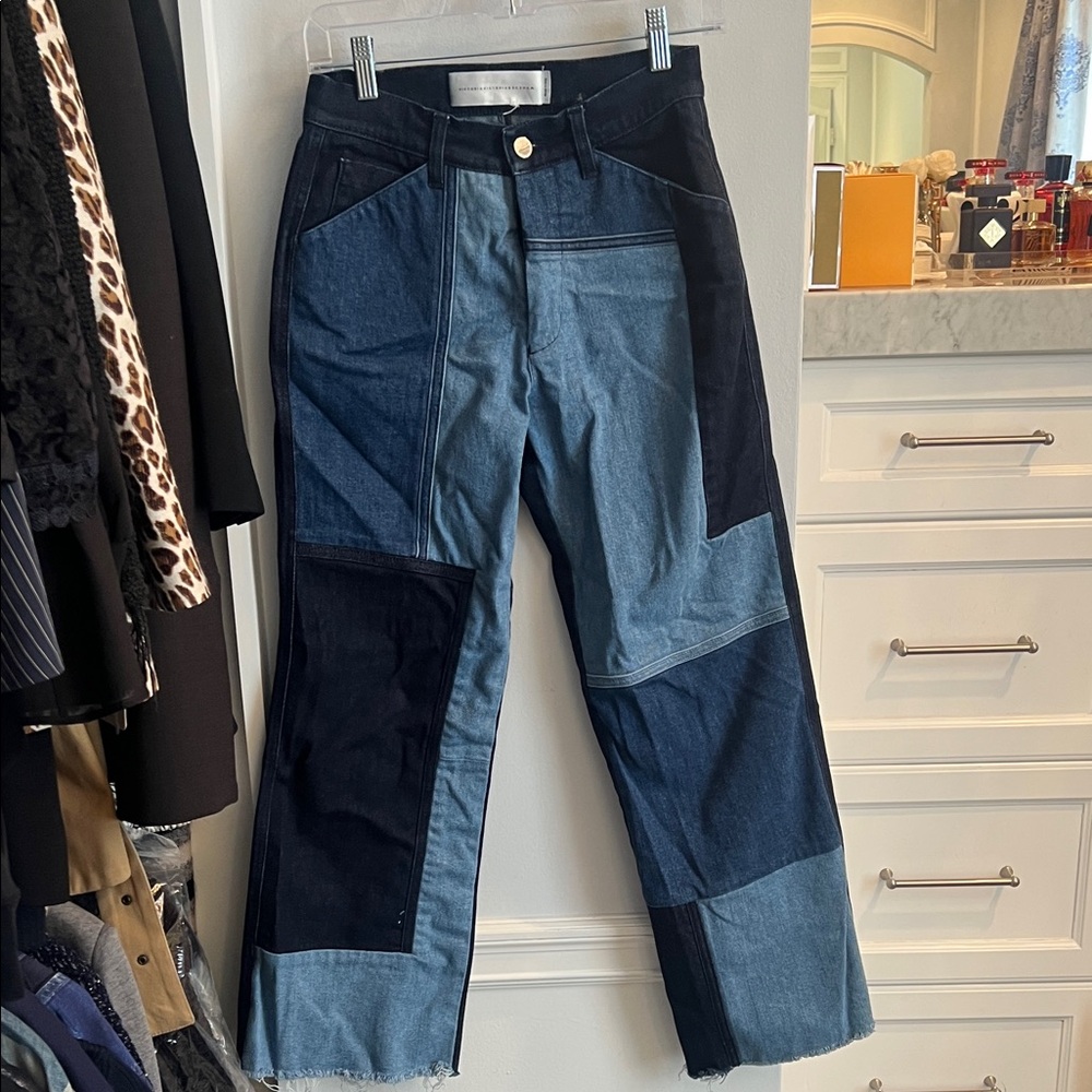 Victoria Beckham Blue and Black Flare Jeans